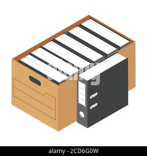 Office Worker Ordner Archiv: Datenbank, Verwaltung und Datei-Management-Konzept Stock Vektor