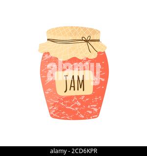 Flaches Jam-Symbol in Cartoons flacher Stil mit Textur isoliert auf weißem Hintergrund. Vektorgrafik. Am besten geeignet für Aufkleber, Symbole, Highlights oder Etiketten. Stock Vektor