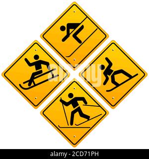 Winter Freizeitaktivitäten Symbole - Vektor-Illustration Stock Vektor