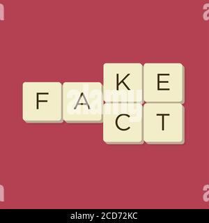 Fake News, Fact News in scrabble Briefe. Vektordarstellung isolieren. Stock Vektor