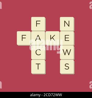 Fake News, Fact News in scrabble Briefe. Vektordarstellung isolieren. Stock Vektor