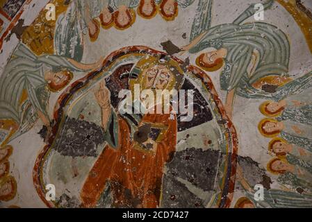 Detail Fresko von Jesus und Engeln in der Agacalti Kirche. Ihlara-Tal, Aksaray, Türkei Stockfoto