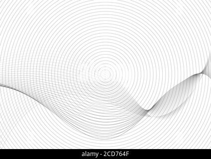 Abstrakte schwarze und graue Wellenlinie Kreise Muster auf weißem Hintergrund. Vektorgrafik Stock Vektor