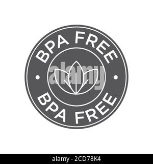 BPA-frei. 100% biologisch abbaubar und kompostierbar Icon. Rundes grünes und schwarzes Symbol. Stock Vektor