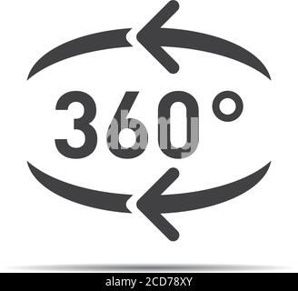 360 Grad kreisförmige Drehung. Vektorpfeile festlegen. Aktualisieren und neu laden. SAMMLUNG VON PFEILEN UND SYMBOLEN. Stock Vektor