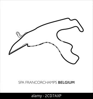 Spa-Francorchamps Circuit, Belgien. Motorsport Rennstrecke Vektorkarte Stock Vektor
