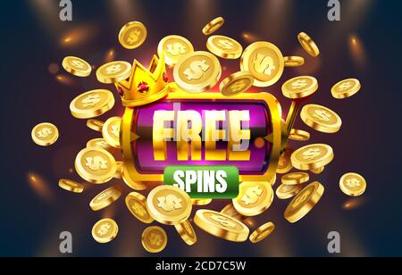 Casino gratis-spins, 777 slot Zeichen Maschine. Vektorgrafik. Stock Vektor