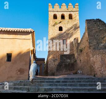 Chefchaouen, Marokko. Turm der Kasbah, oder Burg. Stockfoto