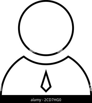 Business Manager-Symbol. Männliche Person Charakter mit Krawatte - moderne dünne Linie Symbol. Einfache Darstellung des schwarzen Umrisses. Stock Vektor