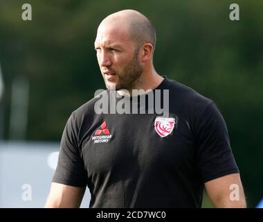 HENDON, Großbritannien, AUGUST 26: George Skivington Head Coach of Gloucester während des Gallagher Premiership Rugby zwischen Saracens und Gloucester in Al Stockfoto