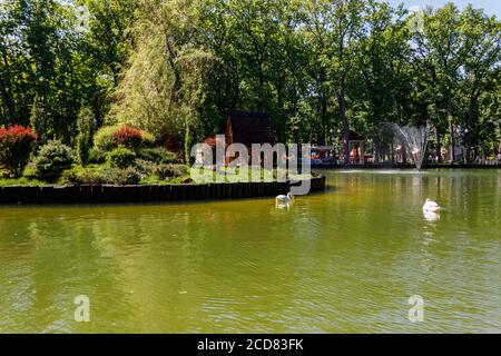 Charkow, Ukraine - 11. Mai 2018: Blick auf den schönen See im Gorki-Park im Sommer Stockfoto