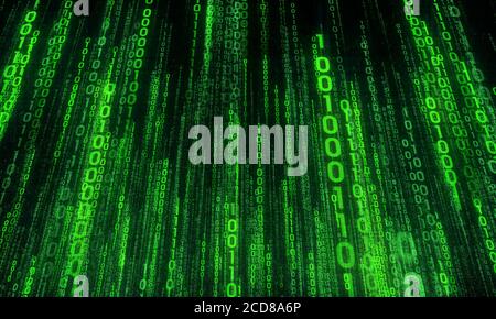 Abstrakter Hintergrund mit grünen digitalen Linien, binäre Kette Stockfoto