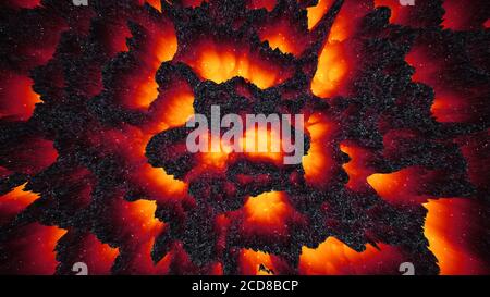 Rot-heiße Lava Magma bunten Hintergrund, abstrakte 3D-Illustration Tapete, dunkle Materie, Weg zur Hölle Stockfoto