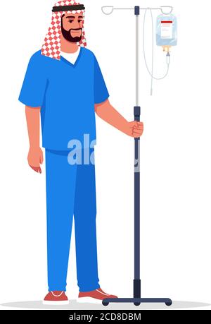 Männliche Krankenschwester semi flach RGB Farbe Vektor Illustration Stock Vektor