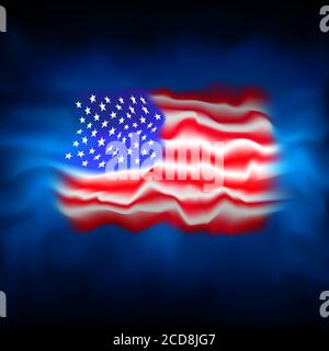 Hintergrund der US-Flagge. Abstrakte USA Flagge auf blauem Himmel Hintergrund. Nationales amerikanisches Plakat. Vektor Grunge Design. staatliches amerikanisches patriotisches Banner, Cover Stock Vektor