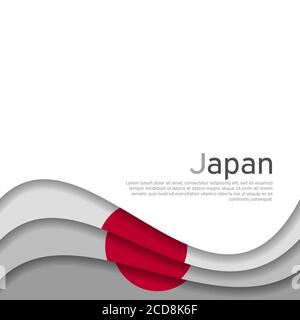 Cover, Banner in den Farben japans. Hintergrund - japan gewellte Flagge. Abbildung mit Papierschnitt. Japanische Flagge Vektor-Design für Business-Broschüre Stock Vektor