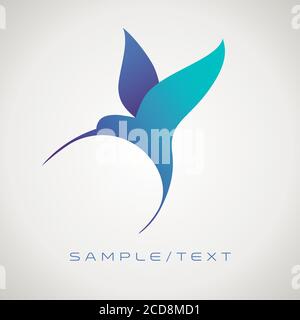 Stilisiertes Bild von Kolibri, gut für Logo, isoliert auf gradienten Hintergrund. Stock Vektor