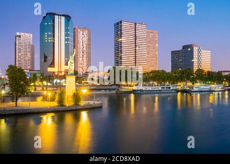 Frankreich, Paris, Ufer der seine, Bezirk Front de seine im 15. Arrondissement, die Freiheitsstatue auf Swan Island Stockfoto