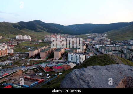 Der Panoramablick auf die gesamte Stadt Ulaanbaatar in mongolei Stockfoto