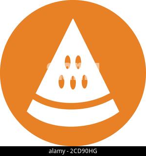 Obst, Scheibe, Wassermelone Symbol ist auf weißem Hintergrund isoliert. Einfache Vektordarstellung für Grafik- und Webdesign oder kommerzielle Zwecke. Stock Vektor