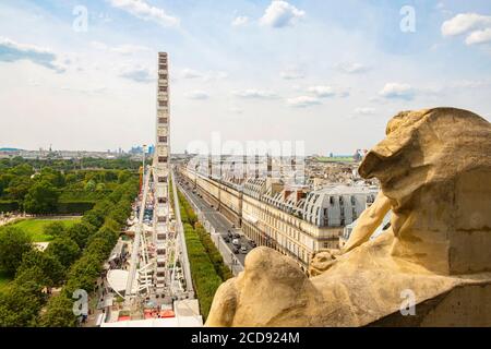 Frankreich, Paris, der Garten der Tuilerien und das Riesenrad, die Rue de Rivoli Stockfoto