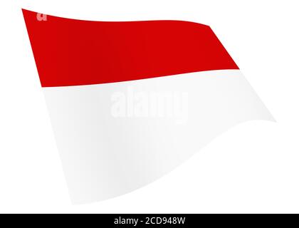 Indonesien winkende Flagge 3d-Illustration isoliert auf weiß mit Clipping Pfad Stockfoto