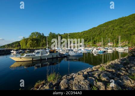 Frankreich, Savoie, Bourget-See, Aix les Bains, der Hafen von Conjux am nördlichen Ende des Sees Stockfoto