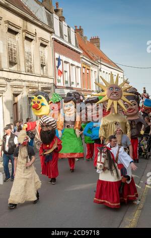 Frankreich, Nord, Cassel, Frühjahrskarneval, Kopfparade und Riesentanz, als immaterielles Kulturerbe der Menschheit aufgeführt Stockfoto