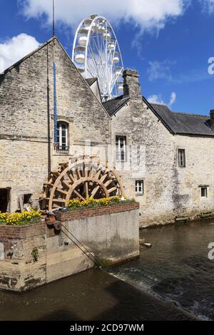 Frankreich, Calvados, Bayeux, Altstadt an der Aure Stockfoto