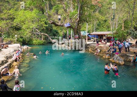 Lao, Provinz Vientiane, Vang Vieng, blaue Lagune 1 Stockfoto