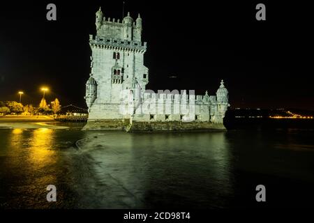 Portugal, Lisbonne, Belem-Turm und sein Bronzemodell Stockfoto