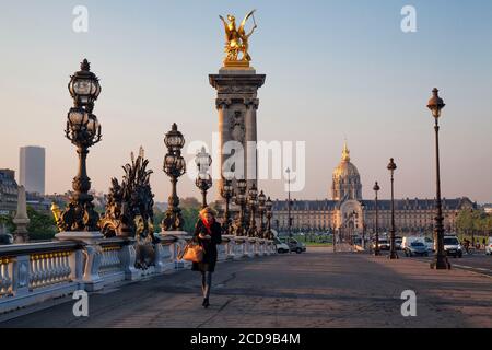 Frankreich, Paris, Gebiet zum Weltkulturerbe der UNESCO, der Brücke Alexander III und den Invalides Stockfoto