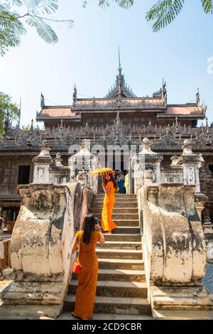 Myanmar (Burma), Mandalay Region, Mandalay City, Tek Kyaung Shwenandaw Kloster Stockfoto