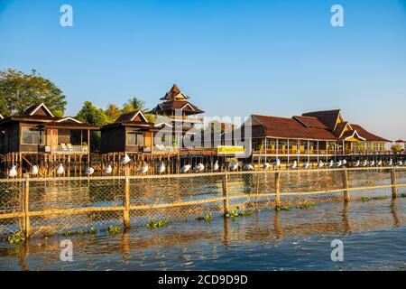 Myanmar (Burma), Shan State, Inle Lake, Paramount Inle Resort Stockfoto