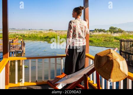 Myanmar (Burma), Shan State, Inle Lake, Paramount Inle Resort Stockfoto