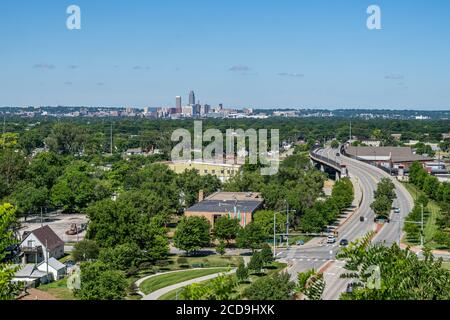 Blick auf die Innenstadt von Omaha Stockfoto
