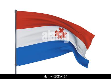 Flagge von Komi-Permyak Okrug. 3D-Illustration isoliert auf weißem Hintergrund. Flaggen der föderalen Subjekte Russlands. Stockfoto