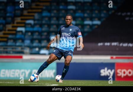 High Wycombe, Großbritannien. August 2020. Uche Ikpeazu von Wycombe Wanderers während des 2020/21 Pre Season Freundschaftsspiel zwischen Wycombe Wanderers und West Ham United in Adams Park, High Wycombe, England am 25. August 2020. Foto von Andy Rowland. Kredit: Prime Media Images/Alamy Live Nachrichten Stockfoto