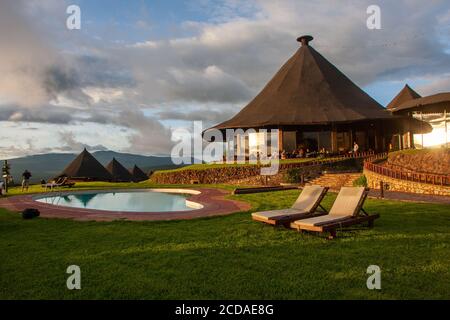 Log Hotels in Naguro Naguro Krater Tansania Stockfoto