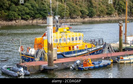 Rettungsboot in Fowey in Cornwall Stockfoto