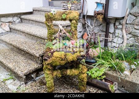 Hallstatt Kleinstadt als Postkartenansicht auf Seeseite in Österreich Stockfoto