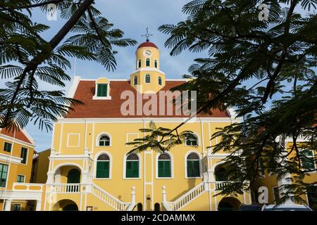 Die Fort Kirche, innerhalb der Mauern von Fort Amsterdam in der Punda Bezirk Willemstad, Curacao im Jahr 1763 gebaut, ist jetzt eine Vereinigte protestantische Kirche und Stockfoto