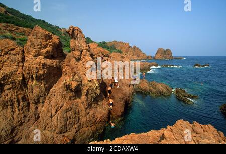 Meeresküste der Goldküste in Esterel Stockfoto