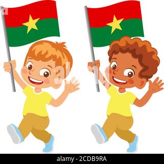 Burkina Faso Flagge in der Hand. Kennzeichen für Kinder. Nationalflagge von Burkina Faso Vektor Stock Vektor
