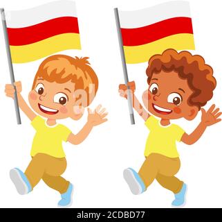 südossetien Flagge in der Hand. Kennzeichen für Kinder. Nationalflagge von südossetien Vektor Stock Vektor