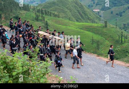 Landschaft, Alltag der Menschen in den hohen Bergen von Sa Pa, Vietnam Stockfoto