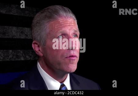 In diesem Bild aus dem Video-Feed der Republikanischen Nationalkonvent macht Pat Lynch am vierten und letzten Tag der Konvention am Donnerstag, dem 27. August 2020, Bemerkungen.Quelle: Republikanische Nationalkonvent über CNP weltweite Nutzung Stockfoto