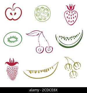 Silhouette von Früchten Logo Design-Elemente Stock Vektor