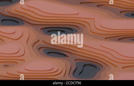 Abstrakte topografische Oberfläche. Braun stufenförmig Landschaft Hintergrund. 3D-Rendering-Bild Stockfoto
