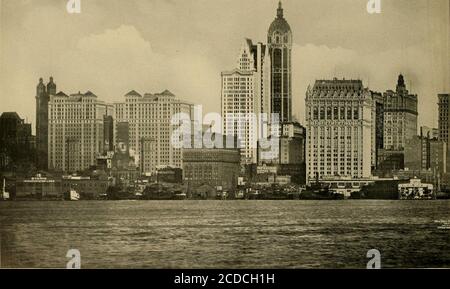 . Szenen des modernen New York . Park Row Building. Hudson Terminal Gebäude. City Investing Building. Singer Building. West Street Building Trinity Building. American DIE WOLKENKRATZER Stockfoto